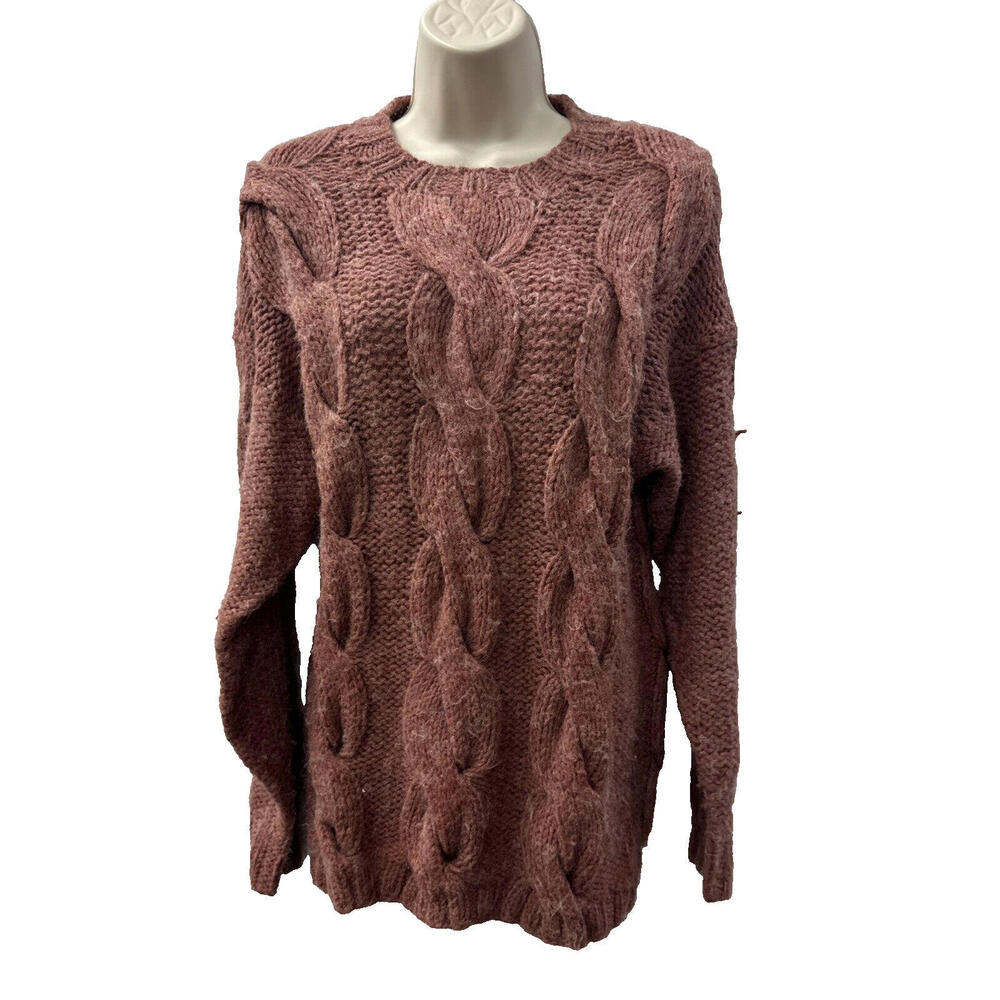 Vintage Hand Knitted by Mother Fit Womens Small Cable Sweater Hand Made Stretchy